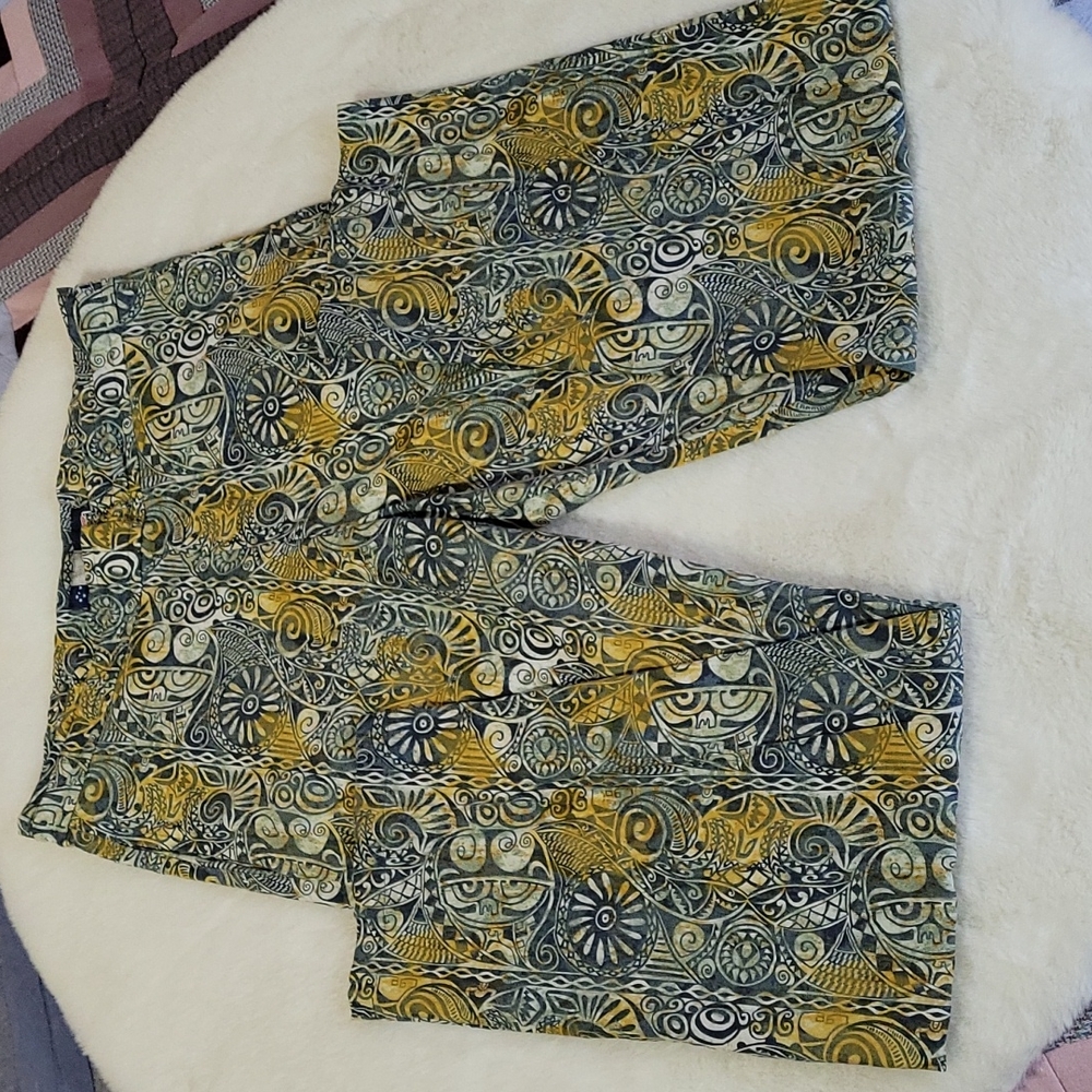 Coogi Australia Down Under Blue 90's High Waist Knit Print Casual Pants
